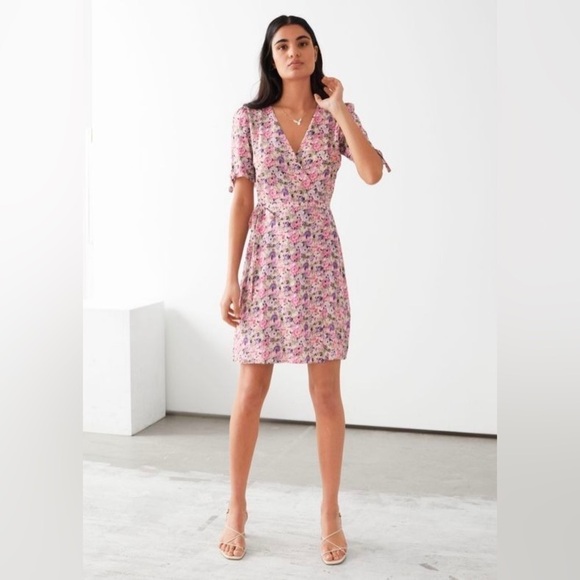 & Other Stories Floral Mini Wrap Dress, Size 38 (S) - Picture 1 of 9